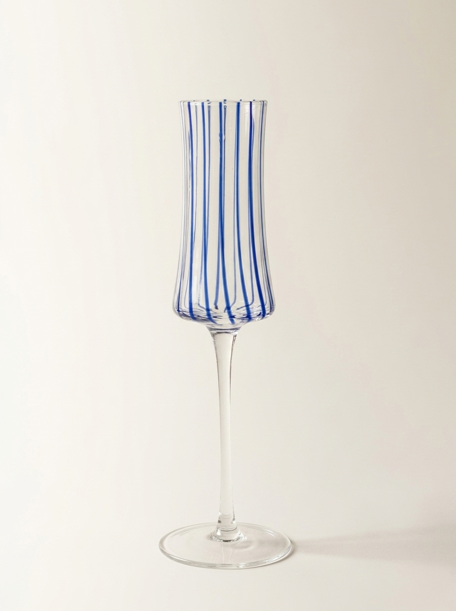 TAÇA ESPUMANTE AZUL CANELADA