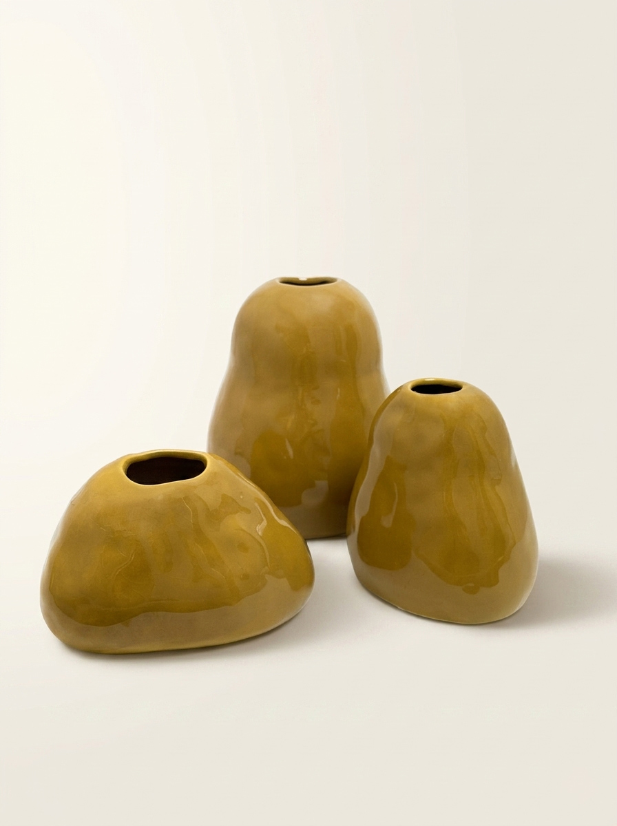 VASO SILEX EM CERÂMICA MOSTARDA