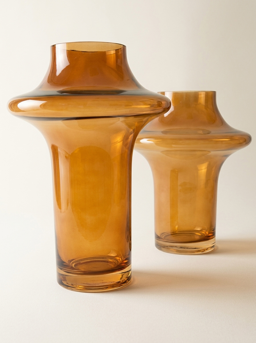 VASO EM VIDRO ÂMBAR