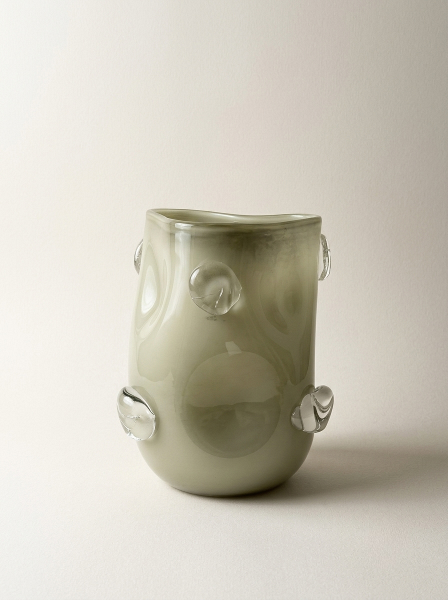 VASO EM VIDRO ORGÂNICO OLIVA CLARO P