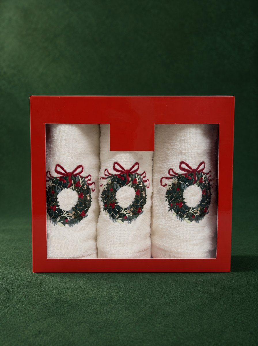 TRIO TOALHA DE MÃO GUIRLANDA DE NATAL
