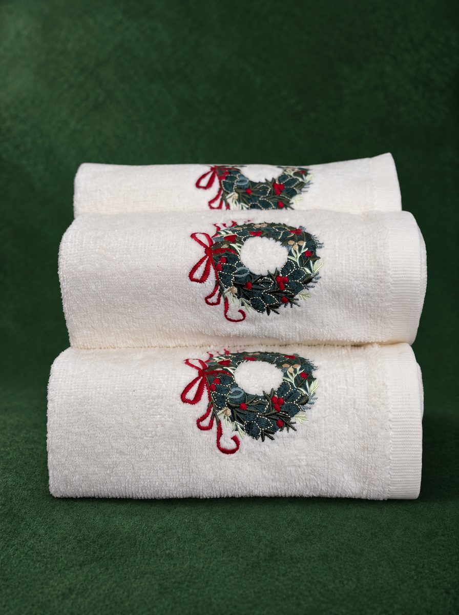 TRIO TOALHA DE MÃO GUIRLANDA DE NATAL